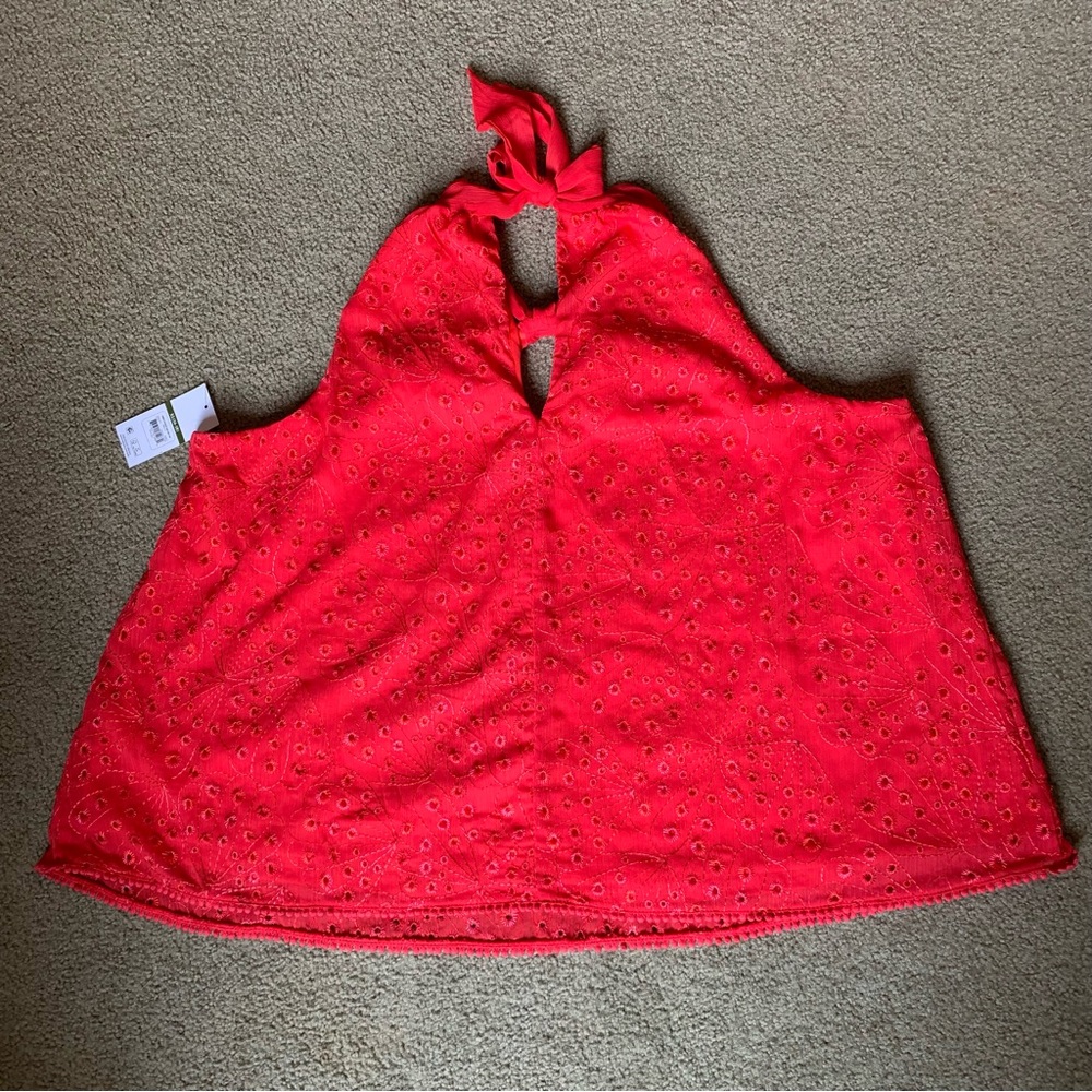 Women’s NWT Sophia Vergara red eyelet halter top XL